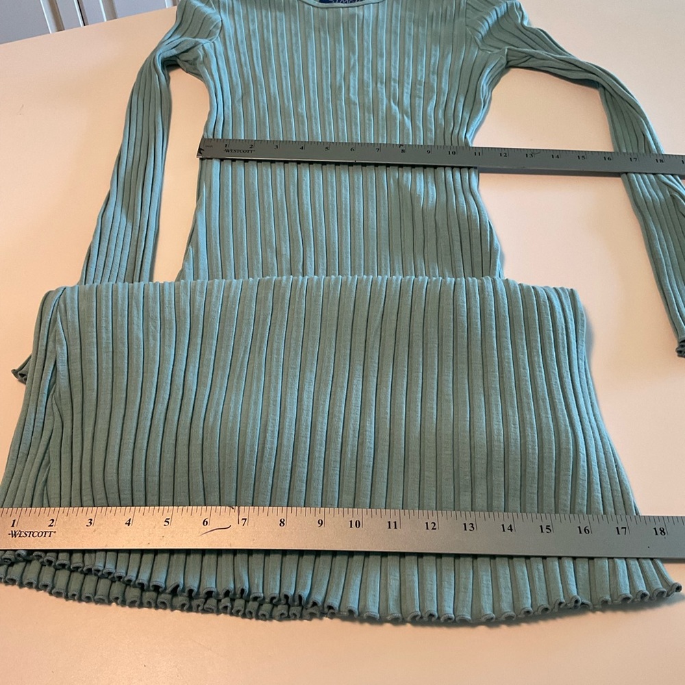 Simon Miller Long Ribbed Stretch Dress, Blue, Long Sleeve, Crew Neck, Sz XS - Picture 15 of 16